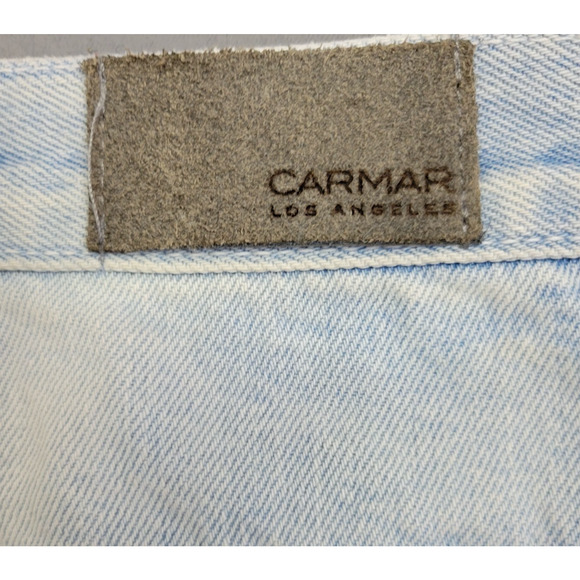 Carmar Distress Mini Jean Skirt Womens 23 Blue Denim Pockets Full Zip Grunge - Picture 2 of 13